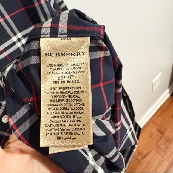 Burberry Men’s George Check Plaid Shirt Gray Navy Size L - Picture 3 of 5